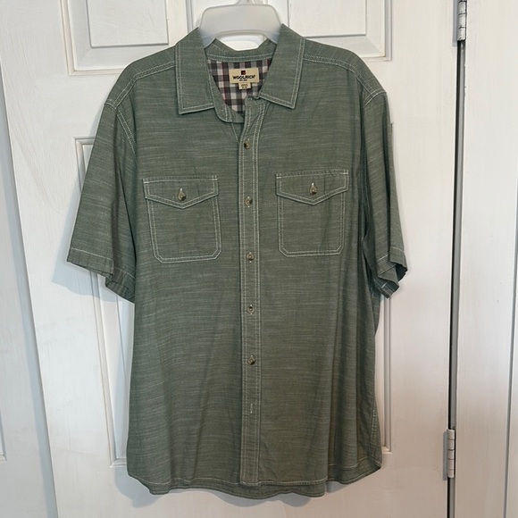 Woolrich men’s green button down short sleeve size XL - Picture 1 of 4